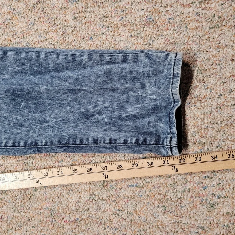 True Religion Rocco Jeans Mens 40 Blue Distressed Marbled Relaxed Skinny Fit